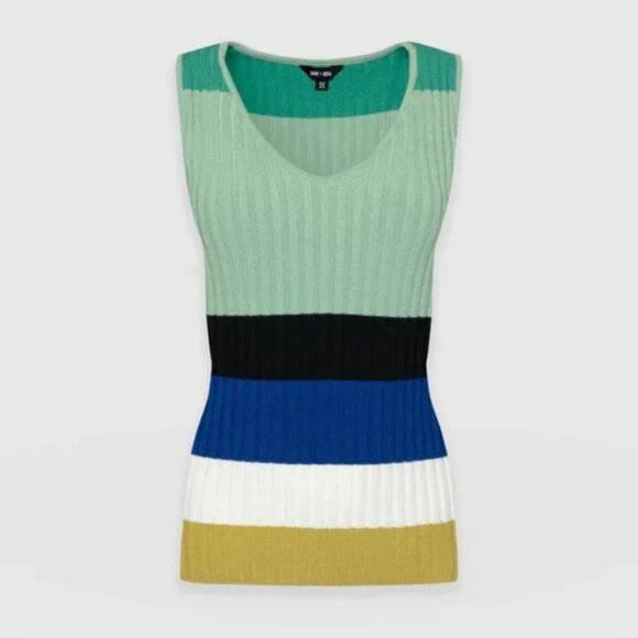 Saint + Sofia || Maar Knit Vest Ribbed Top || Multicolor - Picture 1 of 8
